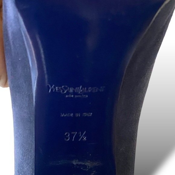YSL Yves Saint Laurent Trib Navy Blue Suede Heels Pumps Size  7.5 US. 37 1/2EU - Picture 9 of 13